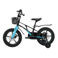 Велосипед детский  MAXISCOO AIR, Deluxe + 16,  черный аметист, дисковые тормоза, нескользящие педали, дополнительные колёса в комплекте (2023)