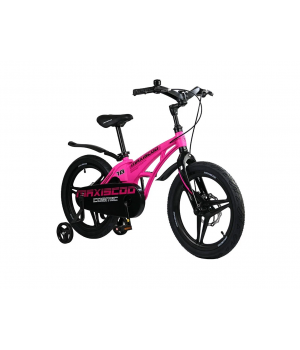 Велосипед детский  MAXISCOO COSMIC Deluxe  18 матовый розовый,  , дисковые тормоза, нескользящие педали, дополнительные колёса в комплекте (2023)