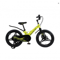 Велосипед детский  MAXISCOO SPACE   Deluxe  18 матовый  желтый,  , дисковые тормоза, нескользящие педали, дополнительные колёса в комплекте 