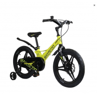 Велосипед детский  MAXISCOO SPACE   Deluxe  18 матовый  желтый,  , дисковые тормоза, нескользящие педали, дополнительные колёса в комплекте 