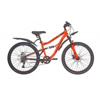 Велосипед подростковый Rush Hour FS -475 MD зеленый / оранжевый  2021г. колесо 24, c дисковыми тормозами