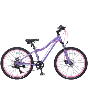 Велосипед подростковый Tech Team ELIS 24 фиолетовый  колесо 24, c дисковыми тормозами