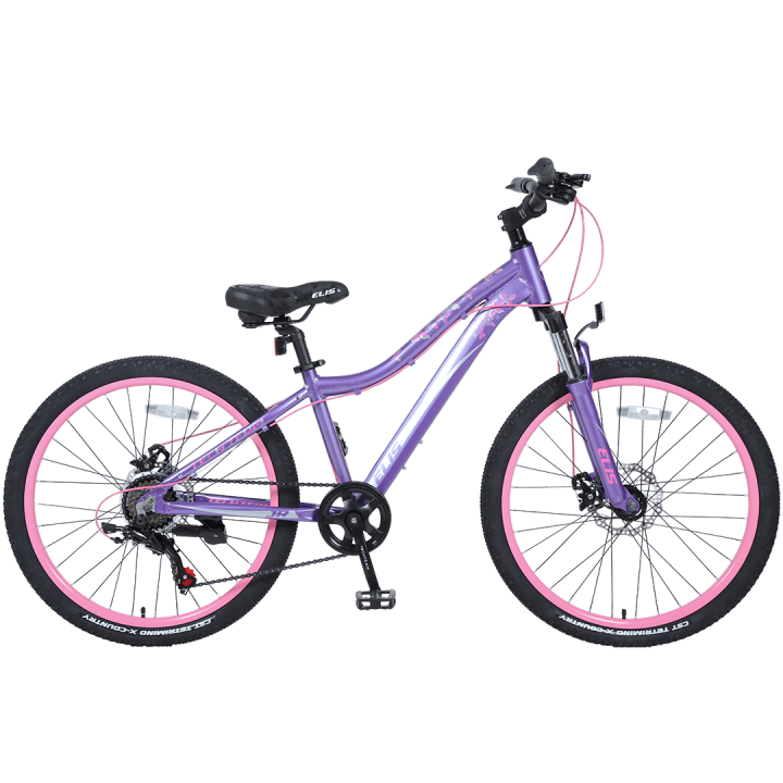 Велосипед подростковый Tech Team Elis 24 фиолетовый 2021г. колесо 24, c дисковыми тормозами