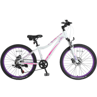 Велосипед подростковый Tech Team Elis 24 белый/ розовый 2021г. колесо 24, c дисковыми тормозами