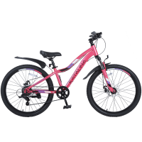 Велосипед подростковый Tech Team KATALINA 24  розовый 2022г. колесо 24, c дисковыми тормозами