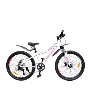 Велосипед подростковый VARMA Columba MD H43DA бело-розовый колесо 24 c дисковыми тормозами